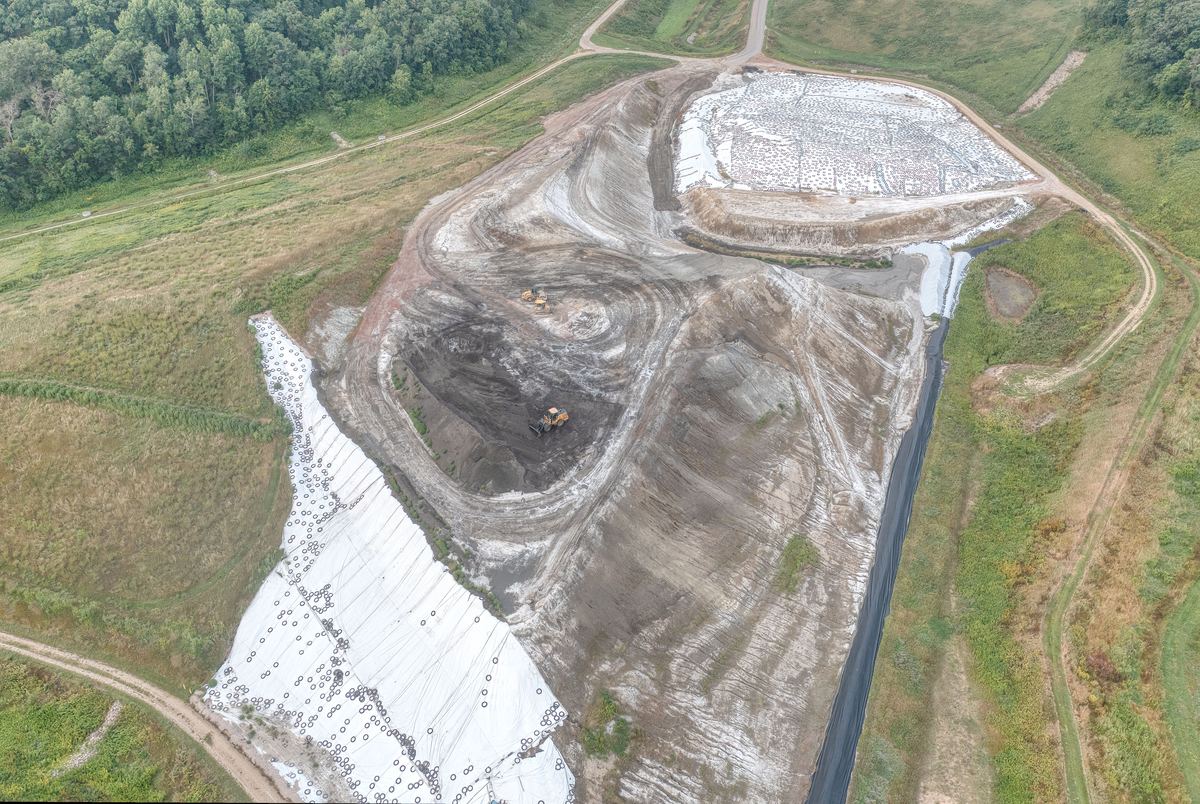 Aerial view of an earthworks site